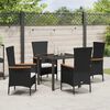 vidaXL Conjunto de Comedor de Jard&iacute;n con coj&iacute;n 5 pcs Negro