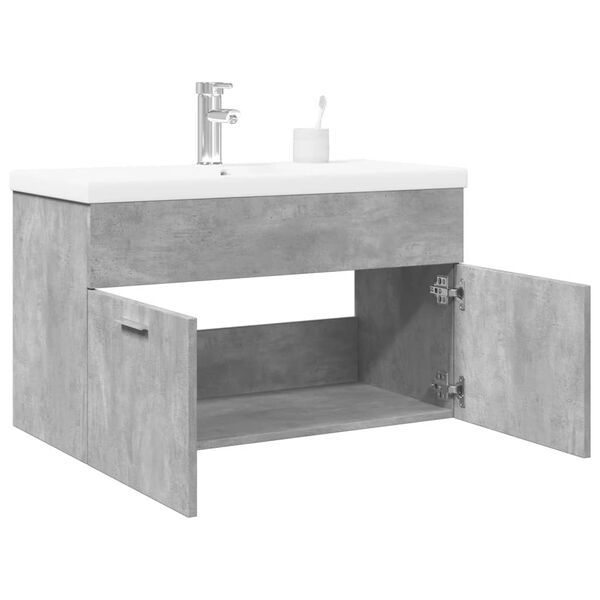 vidaXL Mueble de ba&ntilde;o con lavabo integrado gris hormig&oacute;n