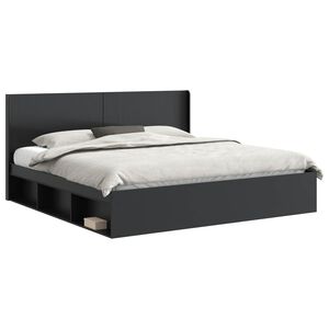 vidaXL Estructura de cama con almacenamiento y cabecero Negro