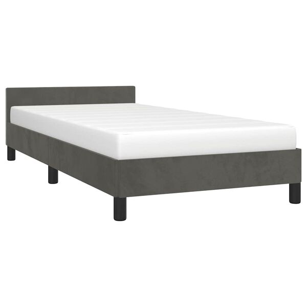 vidaXL Estructura de cama sin colch&oacute;n terciopelo gris oscuro 90x200 cm