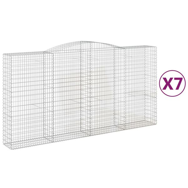 vidaXL Cestas de gaviones 7 uds forma de arco hierro 400x50x200/220 cm