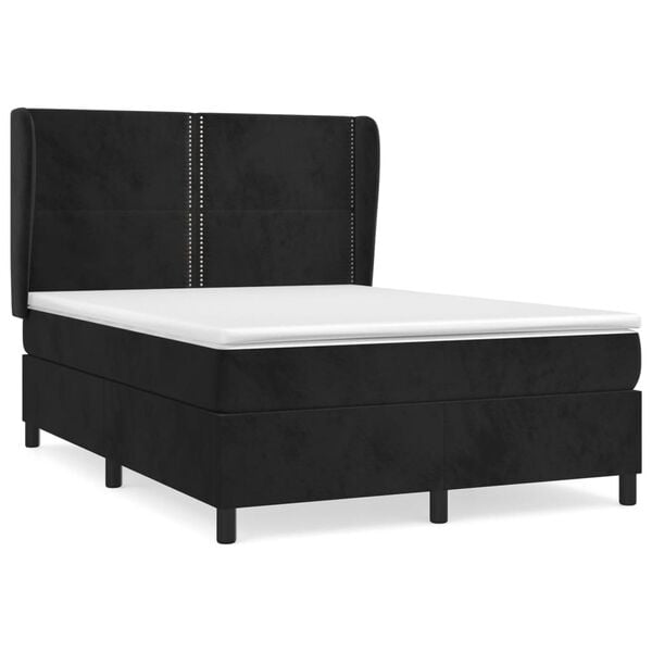 vidaXL Cama box spring con colch&oacute;n terciopelo negro 140x200 cm