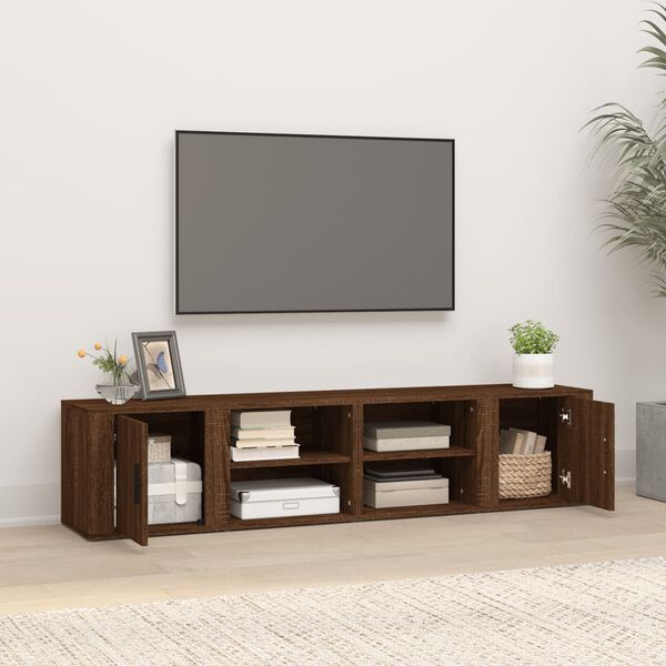 vidaXL Mueble TV 2 uds madera contrachapada roble marr&oacute;n 80x31,5x36cm