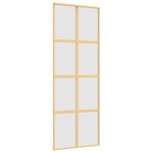 vidaXL Puerta corredera dorada vidrio ESG esmerilado aluminio 76x205cm