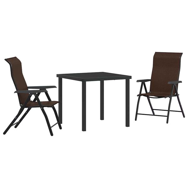 vidaXL Conjunto de Comedor de Jardín 3 pcs Marrón