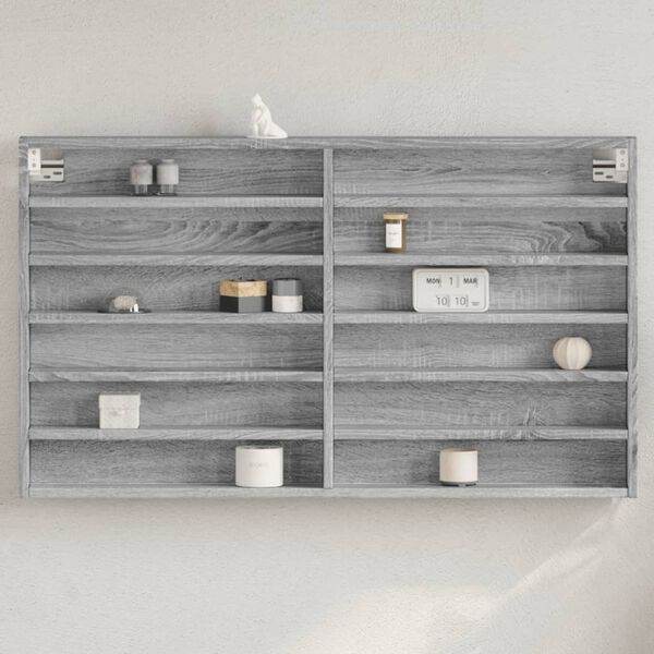 vidaXL Vitrina de madera de ingenier&iacute;a gris Sonoma 100x8,5x58 cm