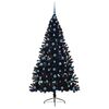 vidaXL &Aacute;rbol de Navidad Artificial Preiluminado Negro 210 cm PVC