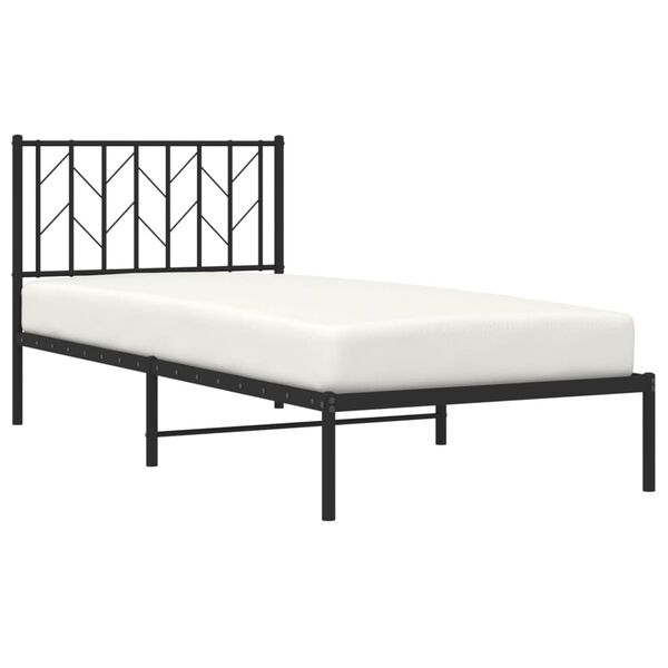 vidaXL Estructura cama sin colch&oacute;n con cabecero metal negro 90x190 cm