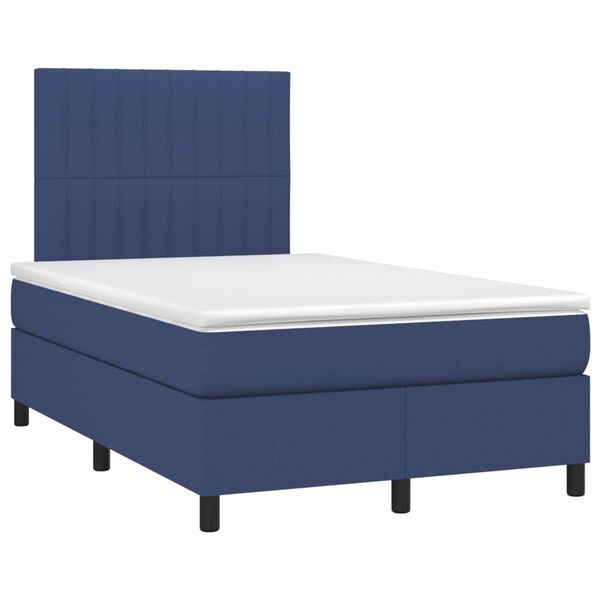 vidaXL Cama box spring con colch&oacute;n tela azul 120x190 cm
