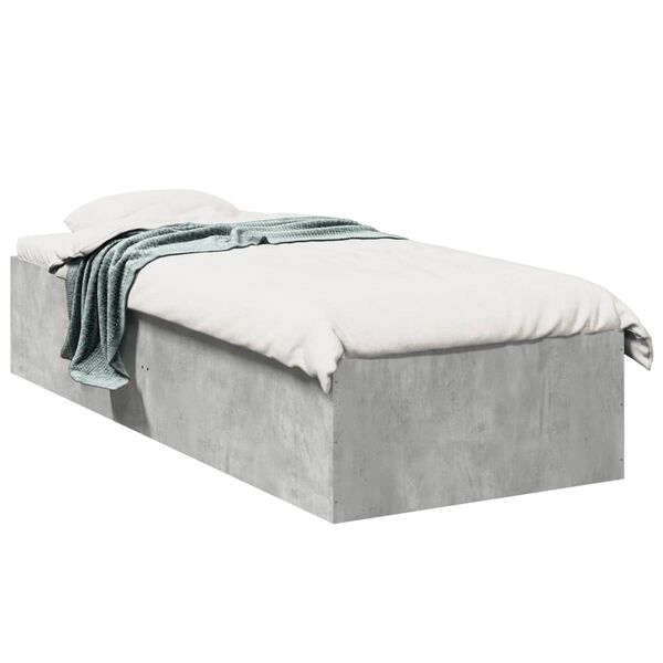vidaXL Estructura de cama madera de ingenier&iacute;a gris hormig&oacute;n 90x190 cm