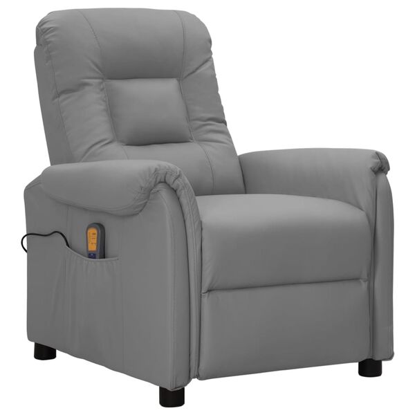 vidaXL Sill&oacute;n de masaje elevable cuero sint&eacute;tico gris