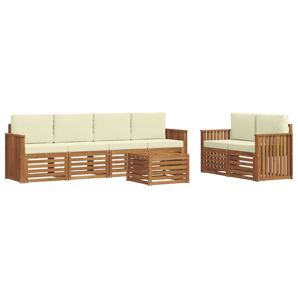vidaXL Juegos de sof&aacute;s 7 pcs Natural y Crema Madera de Acacia S&oacute;lida