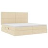 vidaXL Cama con almacenamiento y LED Crema 200 x 200 cm Poli&eacute;ster