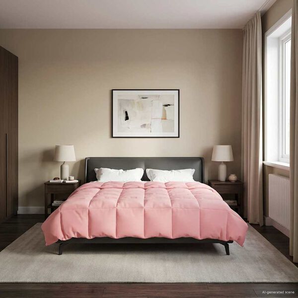 vidaXL Edred&oacute;n de Todo el A&ntilde;o Acolchado Rosa 200 x 240 cm Microfibra