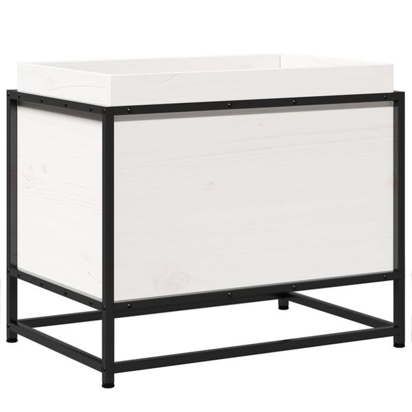 vidaXL Jardinera de madera maciza de pino blanca 60x40x50 cm