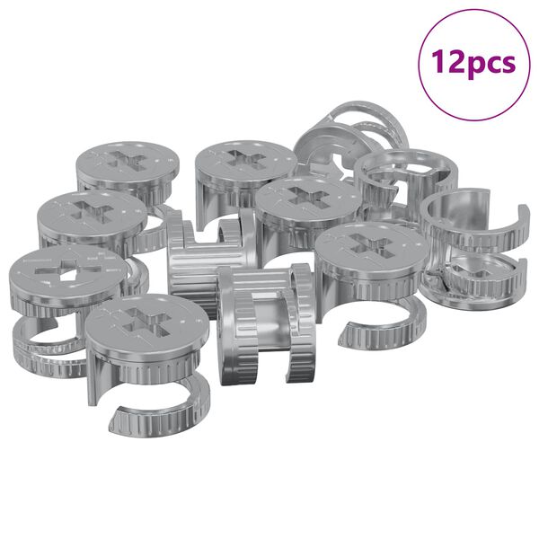 vidaXL Tuercas de bloqueo de perno 12 pcs Plateado 15 x 11,5 mm Metal