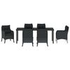 vidaXL Conjunto de Comedor de Jard&iacute;n 7 pcs Negro rat&aacute;n sint&eacute;tico