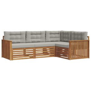 vidaXL Conjunto de sof&aacute;s de exterior 4 pcs Gris Natural y Claro
