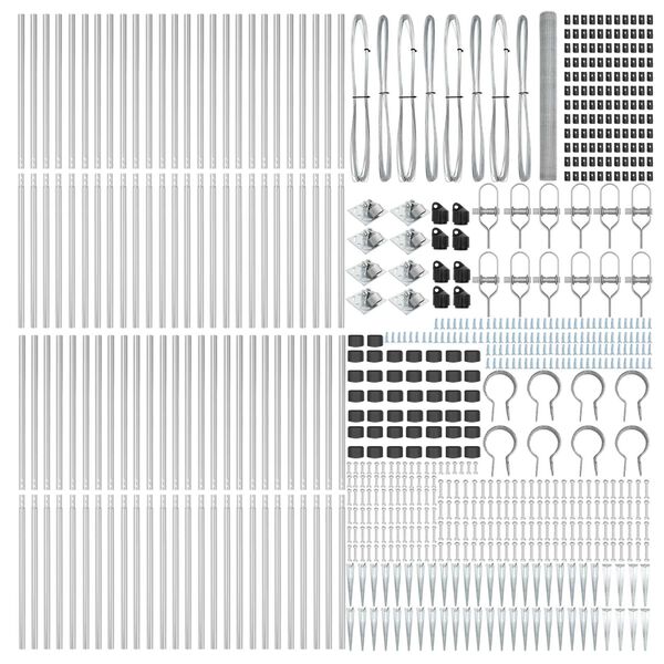 vidaXL Reja con postes Plateado 1.6 x 100 m Acero recubierto de PVC