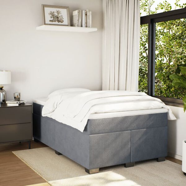 vidaXL Cama box spring con colchón terciopelo gris oscuro 120x200 cm