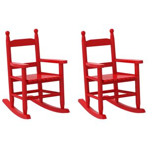 vidaXL Mecedoras para ni&ntilde;os 2 uds madera maciza de &aacute;lamo rojas