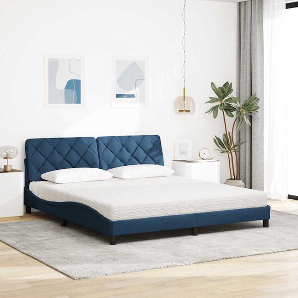 vidaXL Cama con colch&oacute;n de tela azul 180x200 cm