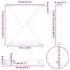 vidaXL Patas para mesa de comedor (2 unidades, acero natural, 70 x 72-73,3 cm)