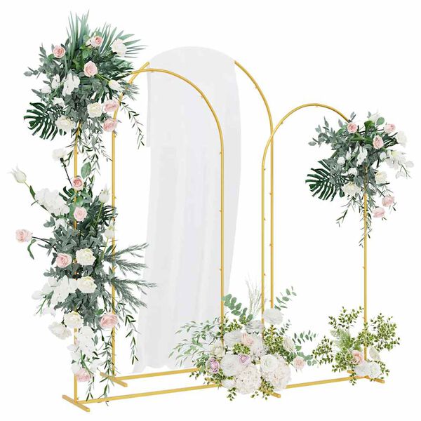 vidaXL Arco de Boda 3 pcs Dorado Acero