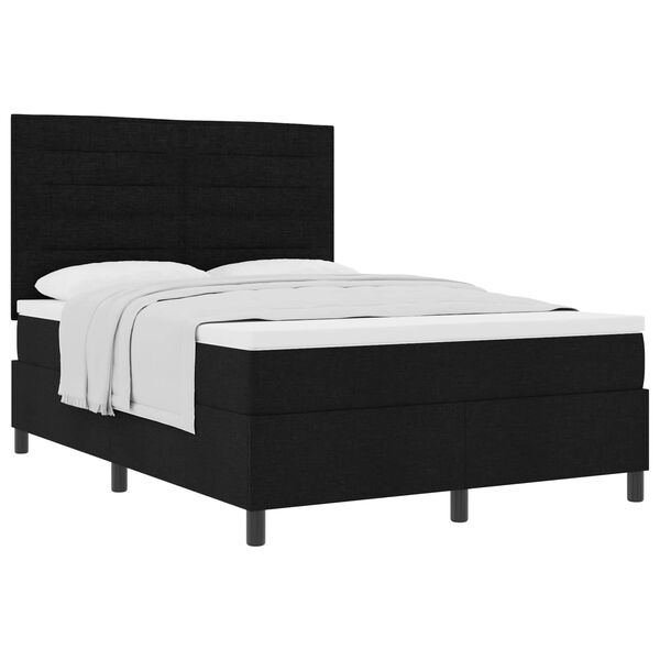 vidaXL Cama tipo Box Spring con colch&oacute;n Negro 140 x 200 cm tela