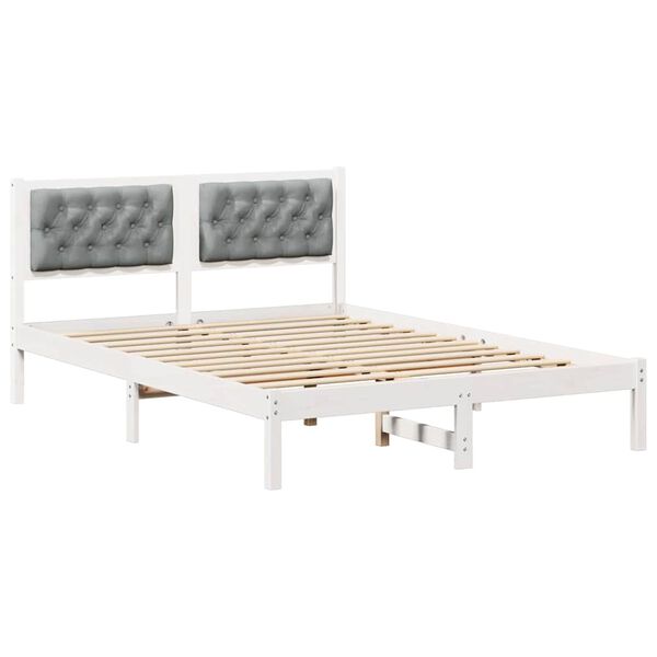vidaXL Estructura de cama con cabecera Gris Claro 140 x 190 cm