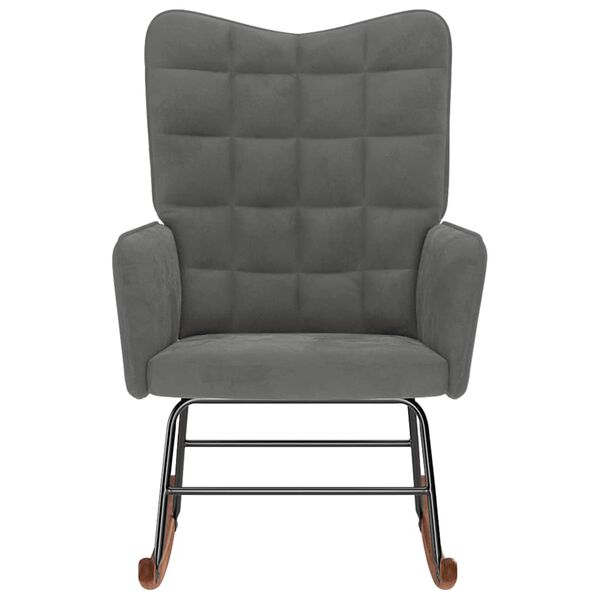 vidaXL Silla mecedora de terciopelo gris oscuro