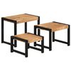 vidaXL Mesas apilables 3 unidades madera maciza