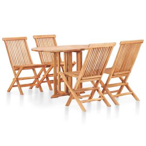 vidaXL Set de comedor de jard&iacute;n plegable 5 piezas madera maciza teca