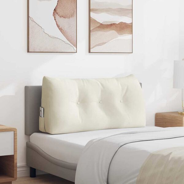 vidaXL Coj&iacute;n de Espalda Crema 100 x 24 x 50 cm Terciopelo