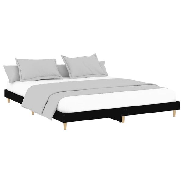 vidaXL Estructura de cama madera de ingeniería negra 200x200 cm