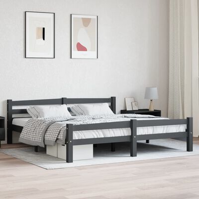vidaXL Estructura de cama madera maciza pino gris oscuro 180x200 cm