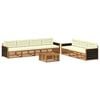 vidaXL Conjunto de sof&aacute;s de exterior 8 uds. Natural y Crema Poli&eacute;ster