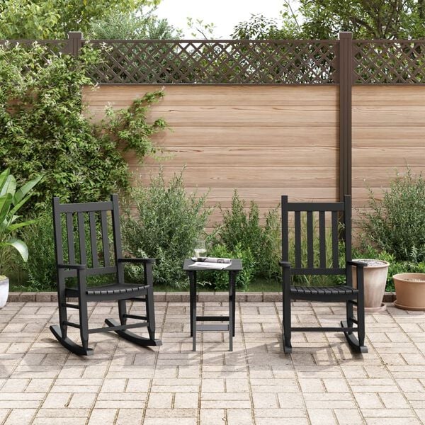 vidaXL Mecedoras para ni&ntilde;os 2 uds madera maciza de &aacute;lamo negras