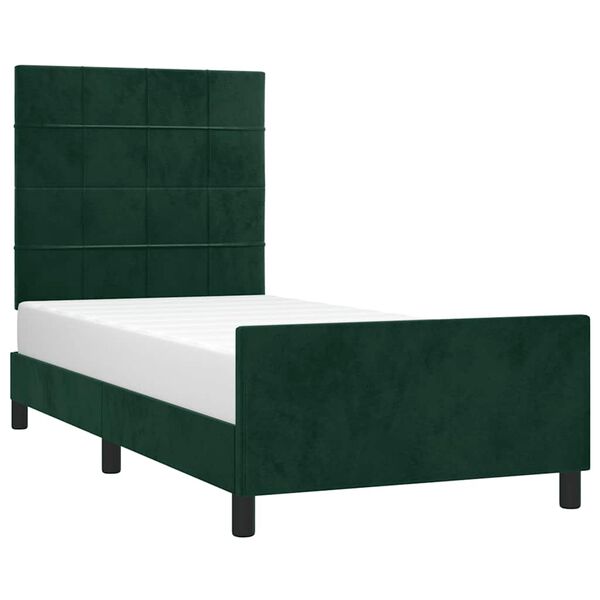 vidaXL Estructura de cama sin colch&oacute;n terciopelo verde oscuro 80x200cm
