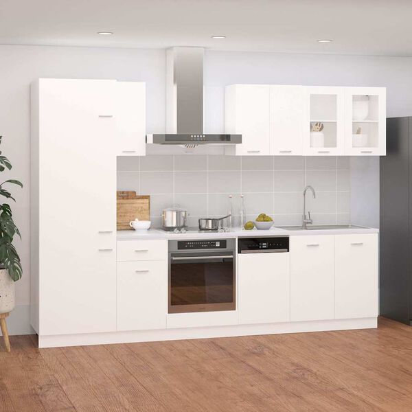 vidaXL Conjunto de armarios de cocina de 8 piezas "Lyon" de madera de ingenier&iacute;a blanca