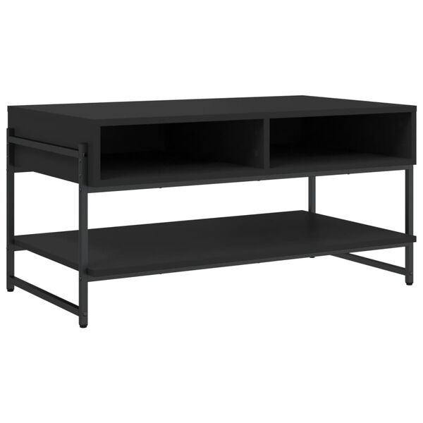 vidaXL Mesa de centro madera contrachapada negro 90x50x45 cm