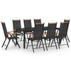 vidaXL Juego de comedor de jard&iacute;n 9 piezas aluminio negro