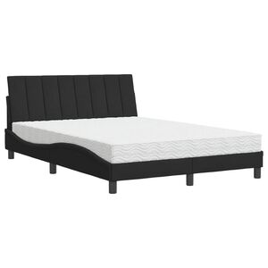 vidaXL Cama con colch&oacute;n Hanko terciopelo negro 120x200 cm