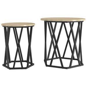 vidaXL Mesa de Caf&eacute; 2 pcs Roble Sonoma Madera Ingenierizada y Acero