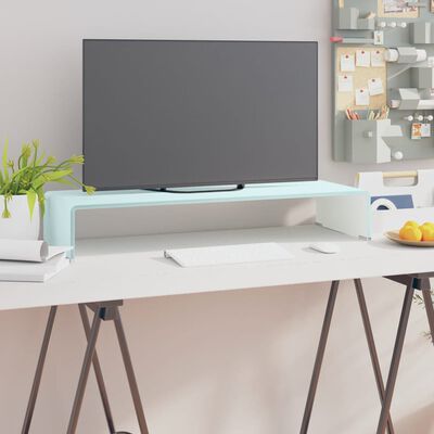 vidaXL Mueble TV/Elevador de monitor cristal verde 80x30x13 cm