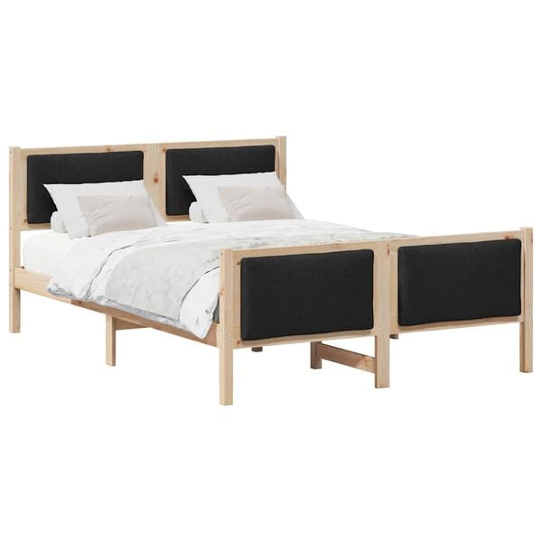 vidaXL Estructura de cama con cabecera Negro 160 x 200 cm tela
