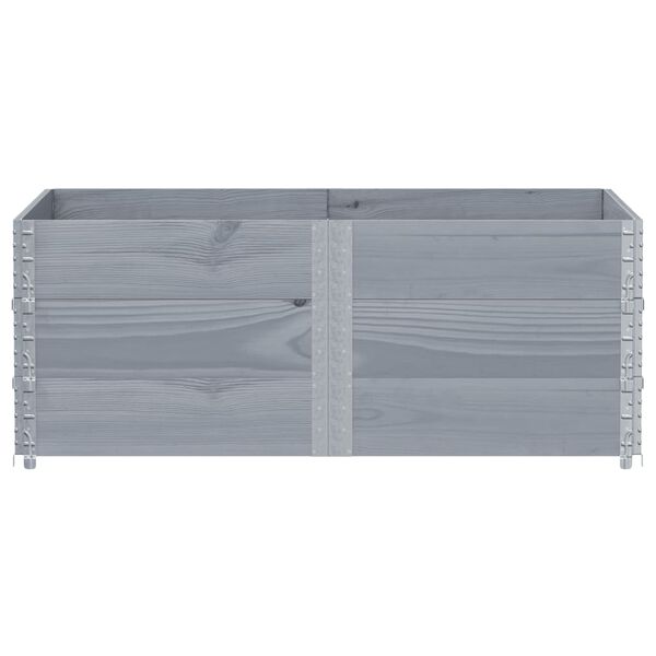 vidaXL Collares de palets 3 uds madera maciza de pino gris 150x100 cm