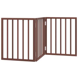 vidaXL Puerta para perros plegable 3 paneles madera &aacute;lamo marr&oacute;n 150cm