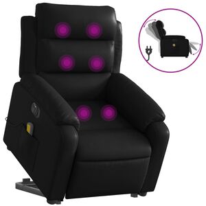vidaXL Sill&oacute;n de masaje elevable el&eacute;ctrico cuero sint&eacute;tico negro