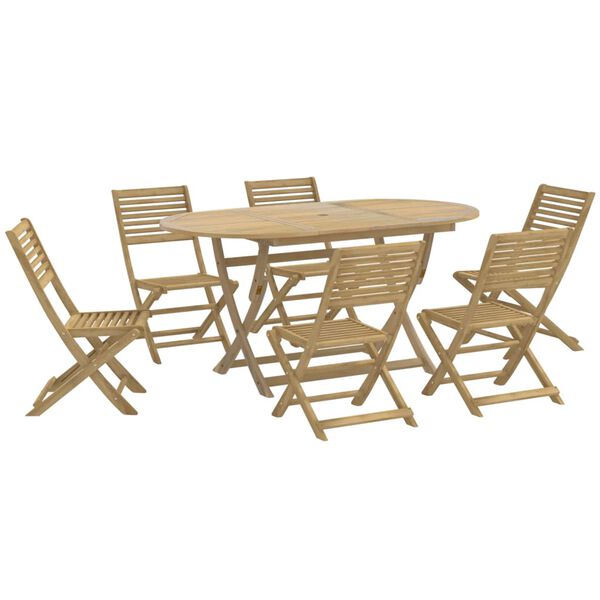 vidaXL Juego de comedor para jard&iacute;n 7 piezas madera maciza acacia